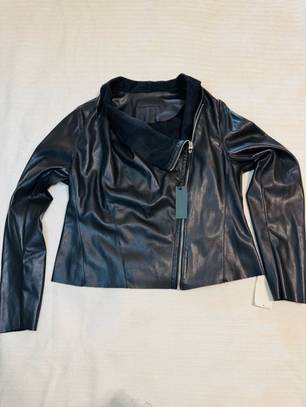 BLANKNYC "Onto The Next" Faux Leather Drape Front Jacket - Black -Size XXL
